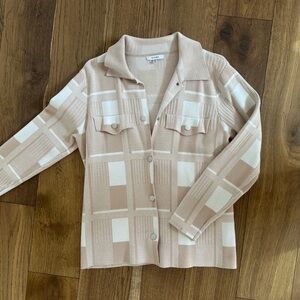 SIONI Beige Plaid Button-Up Cardigan